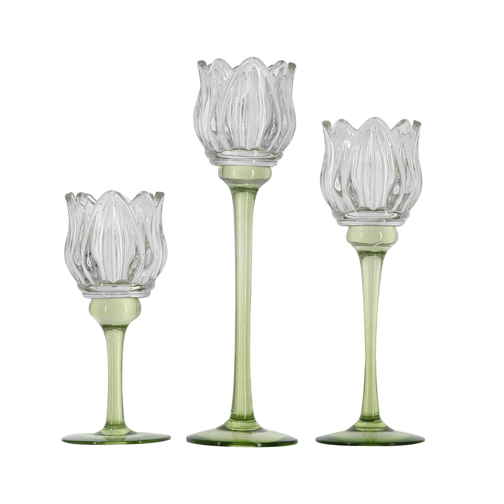 glass candle holder set of 3