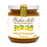 Jar of Lemon Champagne Preserve with 'Blake Hill' label on a white background