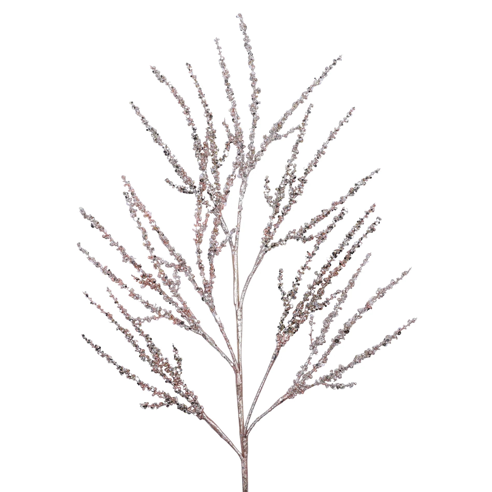 Decorative branch with pink berries on a white background