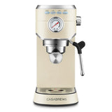 Cream-colored espresso machine with brand name 'Casabrews' on a white background