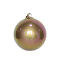 Gold Christmas ball ornament on a white background