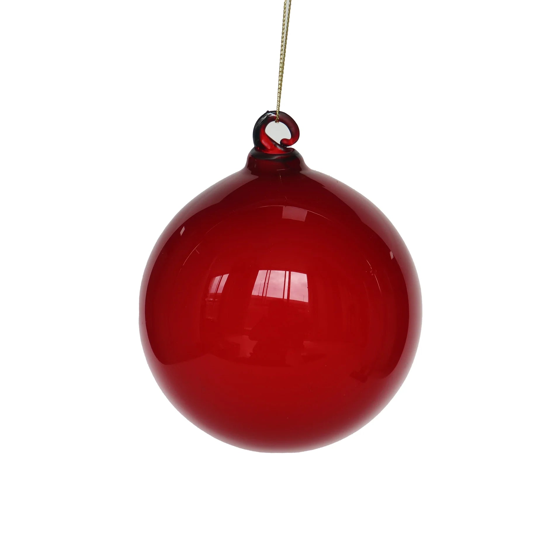 Red Christmas ball ornament on a white background