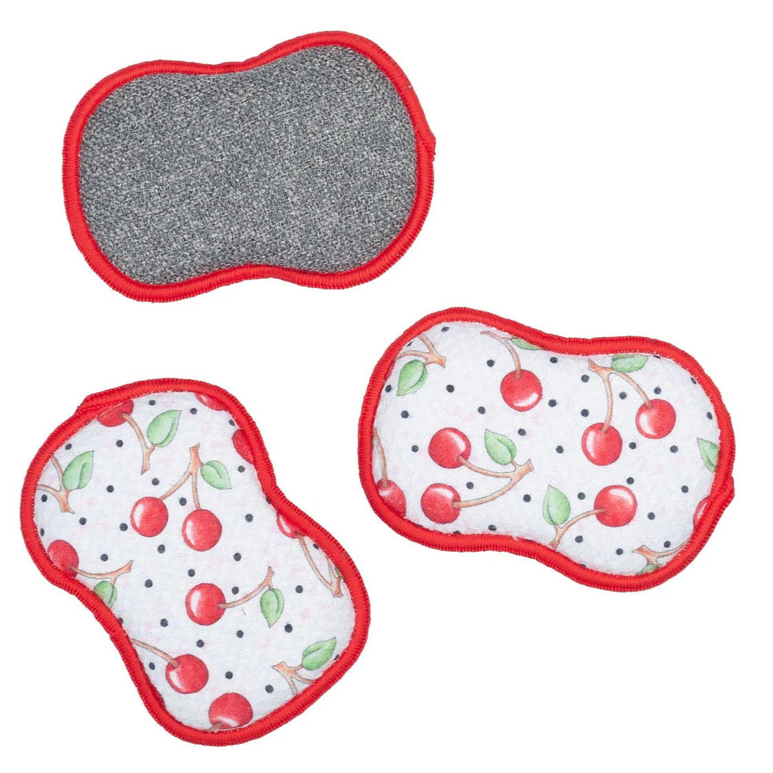 Set of two eye masks with cherry pattern on a white background