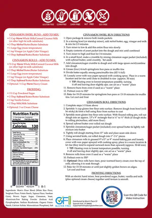 Back of a product packaging with nutritional information, ingredients, and QR code.