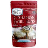 Package of Mom's Place Cinnamon Swirl Buns on a white background