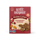 Box of Maine Crisps Cranberry Almond crackers with a red background