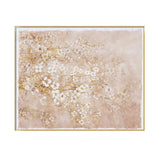 Decorative wall art with floral design and gold accents on a beige background