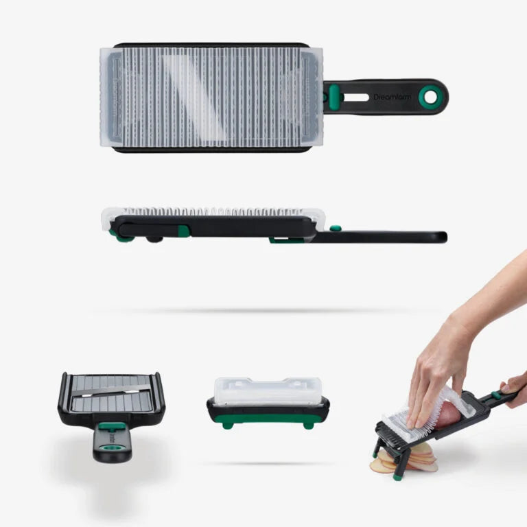 Multifunctional cleaning brush with interchangeable heads on a white background