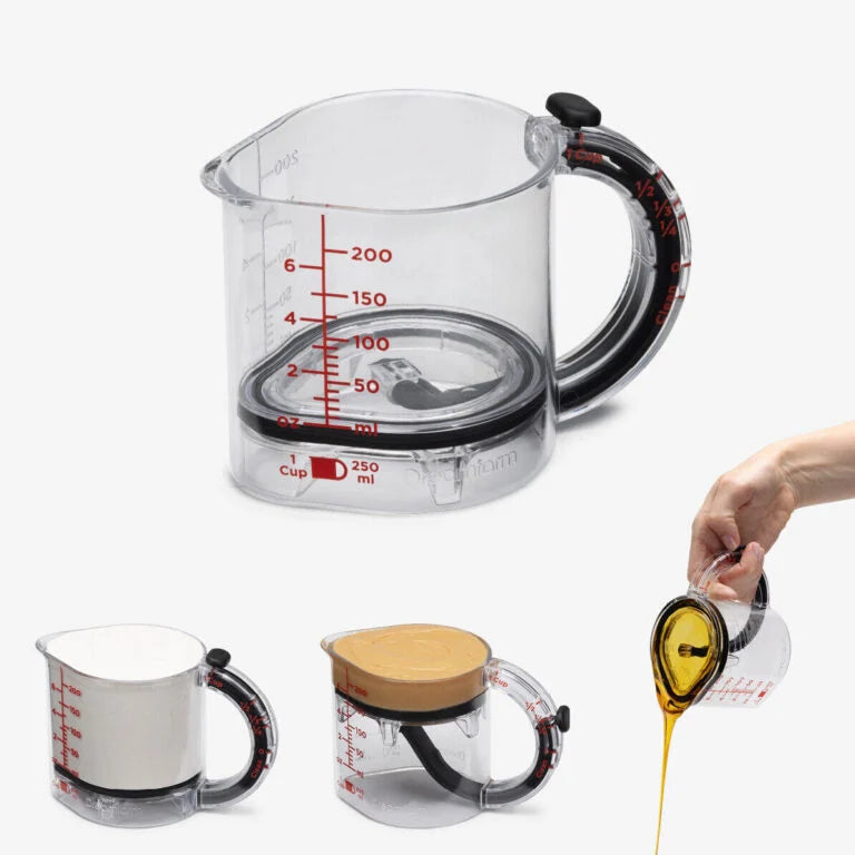 Set of measuring cups with handles on a white background