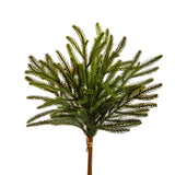 Artificial pine tree branch on a white background