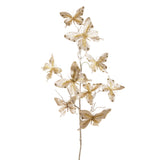 Decorative branch with gold butterflies on a white background