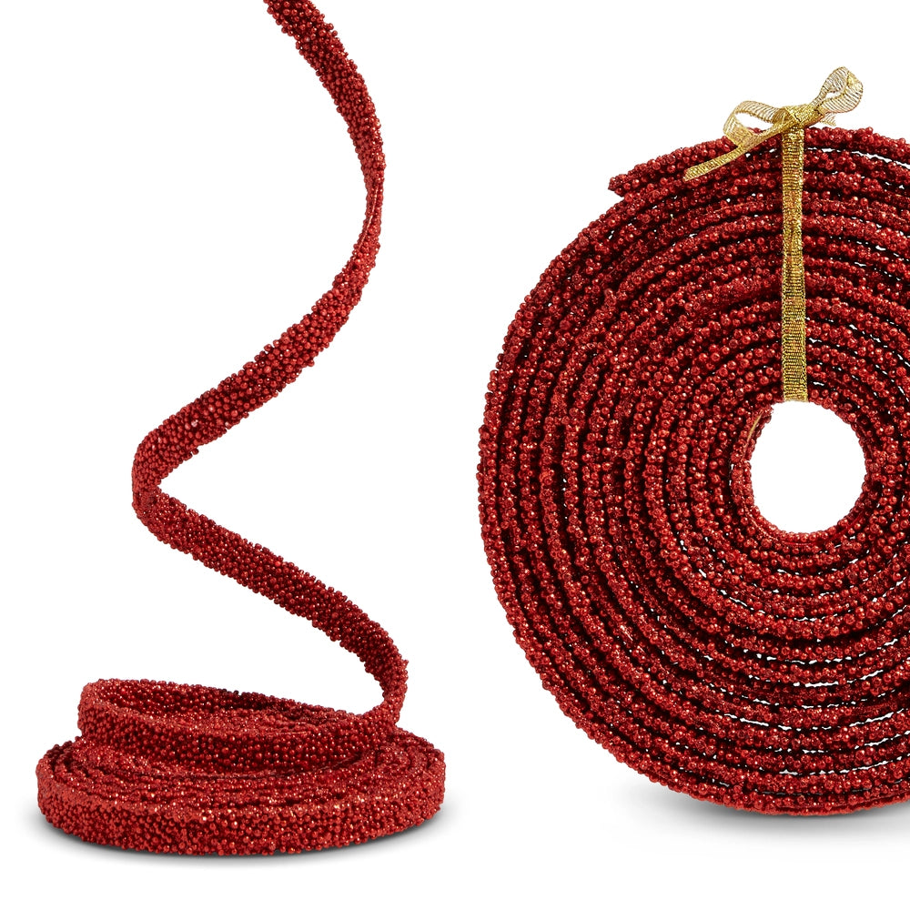 red beaded garland ribbon
