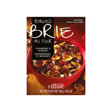 Baked Brie au Four with Cranberry and Almond toppings on a Gourmet Village packaging.