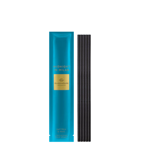 Blue perfume stick with black cap on a white background