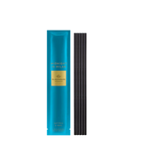 Blue perfume stick with black cap on a white background