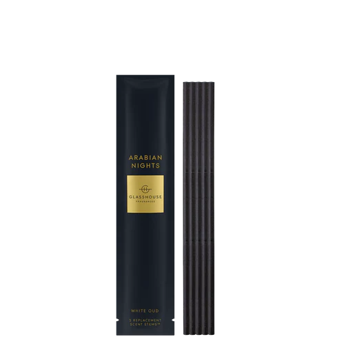 Black and gold Arabian Nights diffuser set on a white background