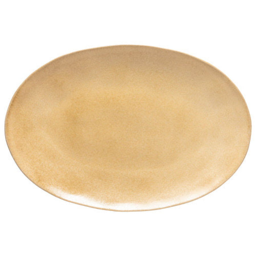 Gold ceramic plate on a white background