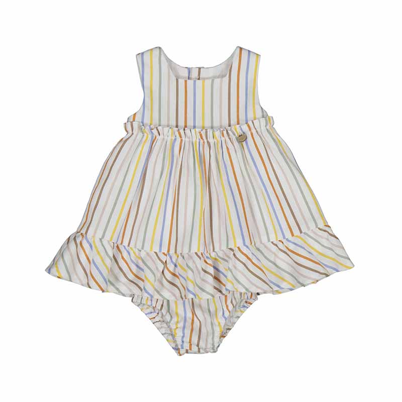 Striped baby romper on a white background