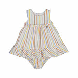 Striped baby romper on a white background