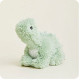 Light green plush dinosaur toy on a white background