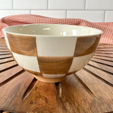 brown checkered bowl 