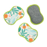 Two bath pads with floral design and textured surface on a white background