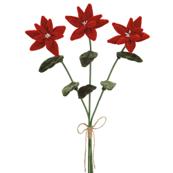 Red flowers with green leaves on a white background