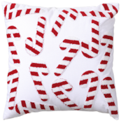 Pillow with red and white striped pattern on a white background