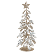 Decorative Christmas tree made of branches with a star on top, on a white background
