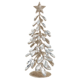 Decorative Christmas tree made of branches with a star on top, on a white background
