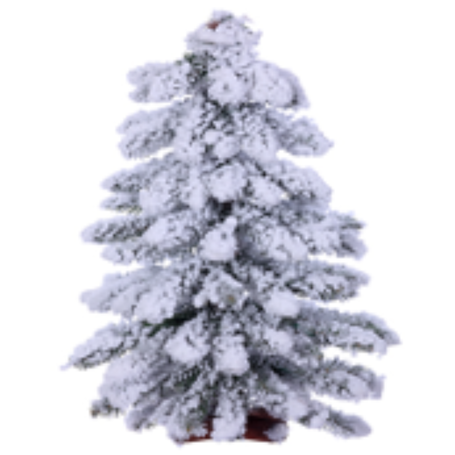 Festive Christmas tree with snow on a white background