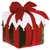 Decorative gift box with a red bow on a white background