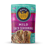 Siete Mild Taco Seasoning package on a white background