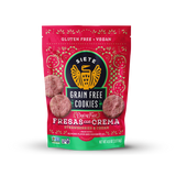 Siete Grain Free Cookies packaging with strawberries and cream flavor on a white background