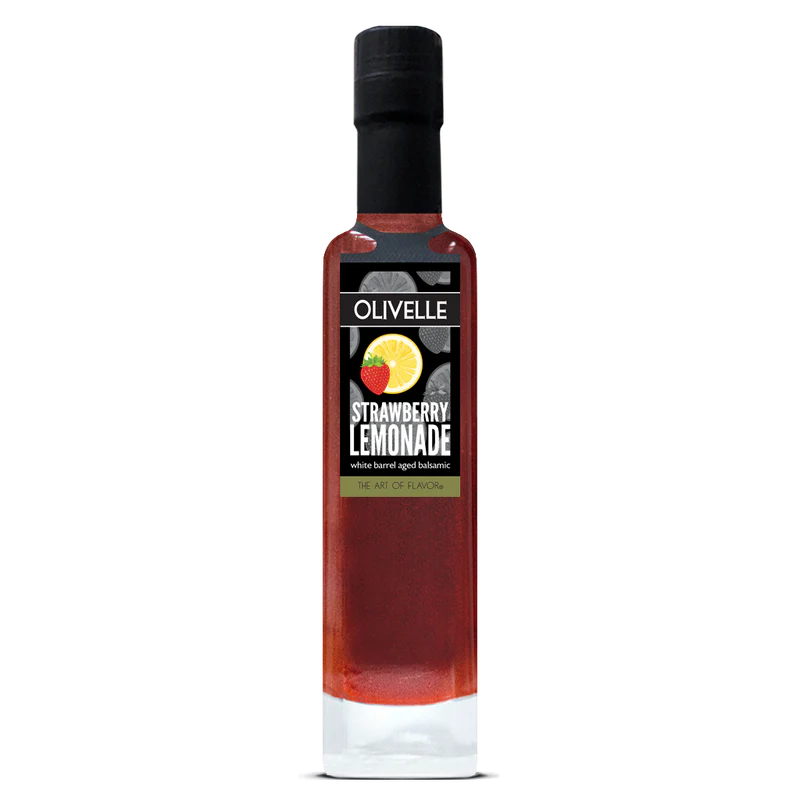 Bottle of Olivelle Strawberry Lemonade on a white background