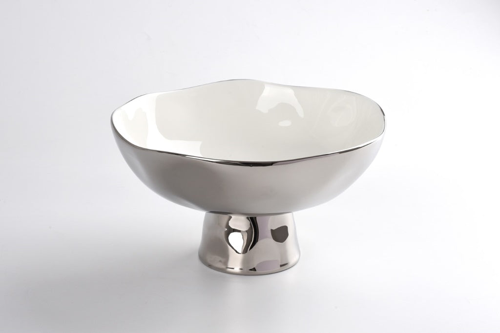 Silver footed bowl on a white background