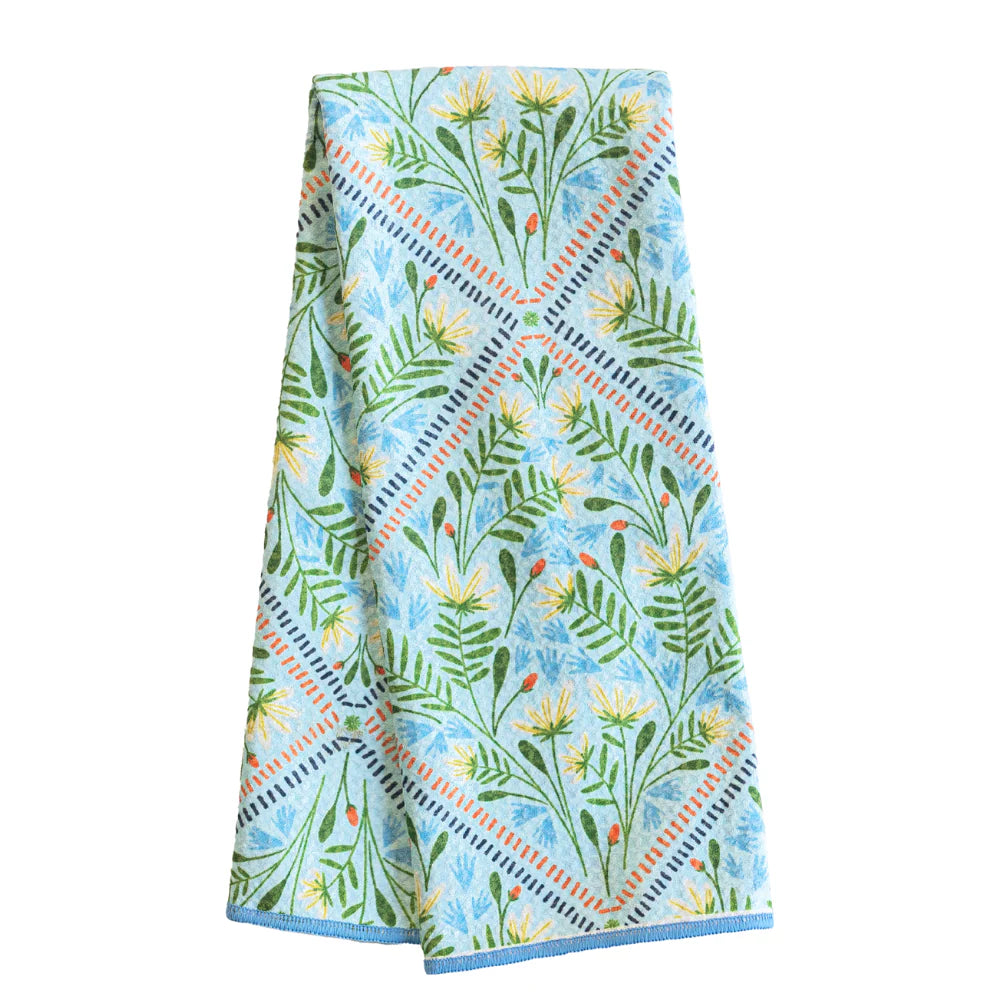 Floral patterned towel on a white background