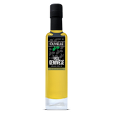 Bottle of Olivelle Basil Genovese infused olive oil on a white background