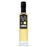 Bottle of Olivelle cucumber vinegar on a white background