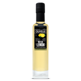 Bottle of Olivelle Meyer Lemon olive oil on a white background
