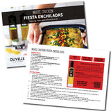 Olivelle recipe card for White Chicken Fiesta Enchiladas with ingredients and instructions.