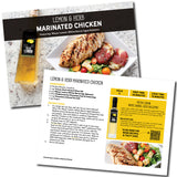 Lemon & Herb Marinated Chicken recipe card with ingredients and preparation details.