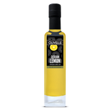 Bottle of Olivelle Sicilian Lemon infused olive oil on a white background