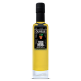 Bottle of Olivelle Tuscan Herb infused olive oil on a white background