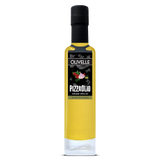 Bottle of Olivelle Pizzolio infused olive oil on a white background