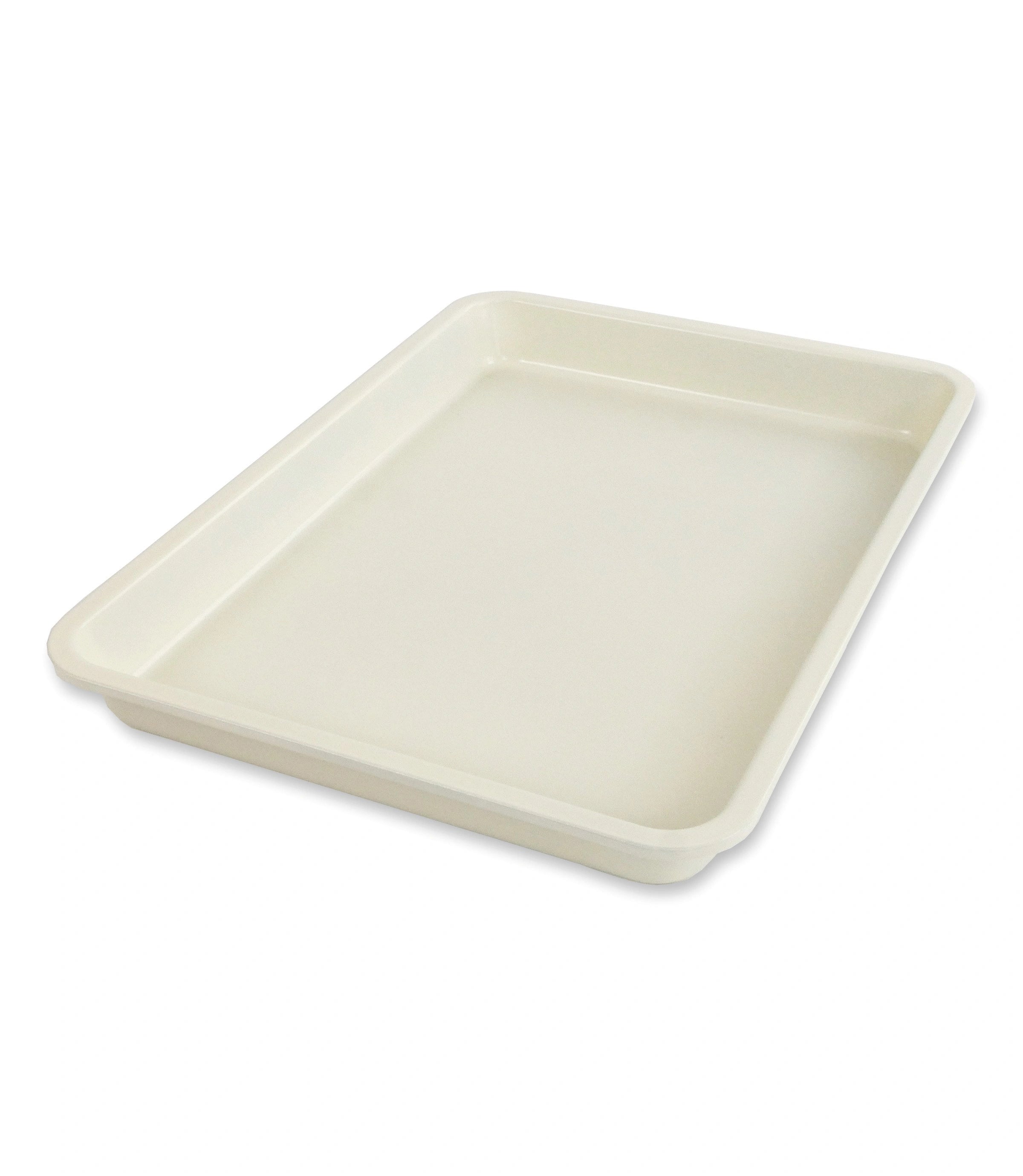 Beige tray on a white background