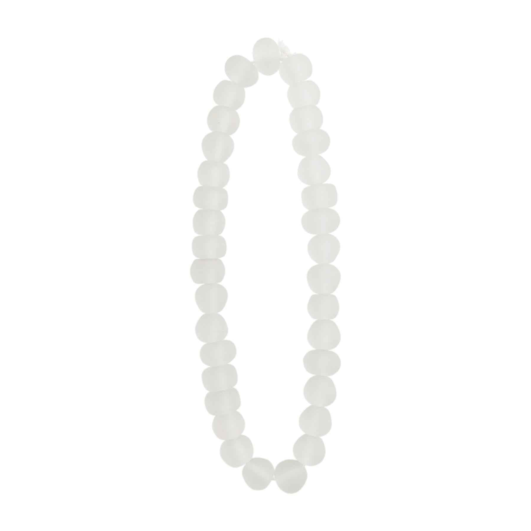 A strand of white glass beads.