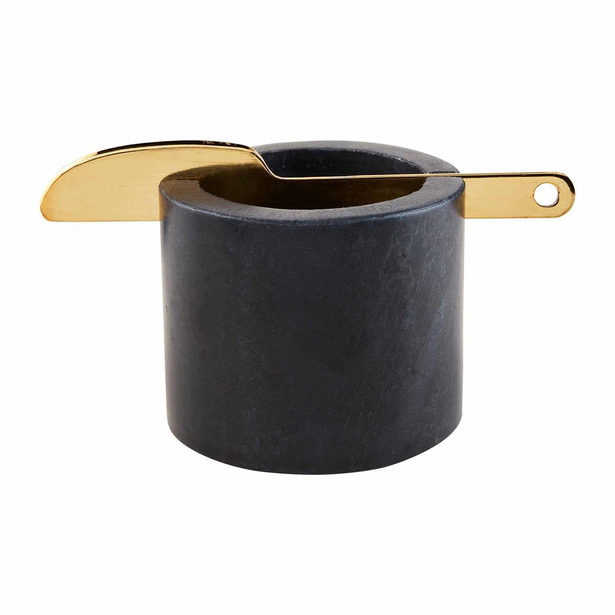 black marble cup w gold spreader