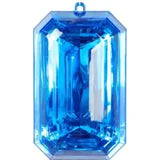 This image features a striking rectangular jewel, possibly a diamond or a diamond-like stone, set in a simple yet elegant gold frame. The jewel exhibits a vibrant yellow hue, suggesting a high quality and cleanness, likely indicating a valuable and luxurious item.