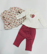 A set of children's clothing consisting of a floral jacket and solid color leggings.